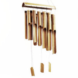 Carillon Bambou - Finition Naturelle - 12 Grands Tubes - 33 x 8,5 x 130 cm