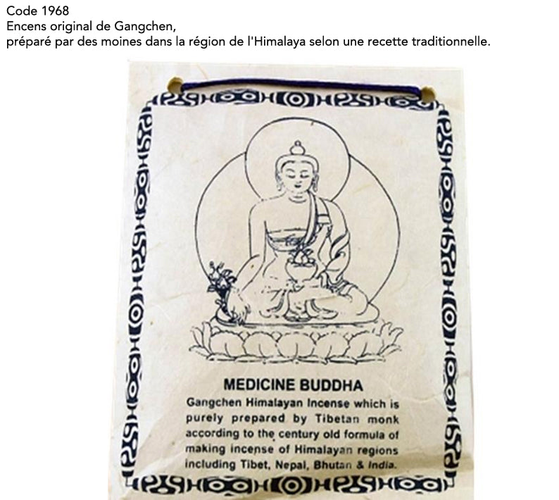 Encens original de chez 'Gangchen', en poudre*, sachet de 40 gr., préparé par des moines dans la région de l'Himalaya selon une recette traditionnelle.
Ingrédients 100% naturels !!