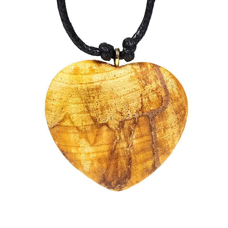 Palo Santo, pendentif en forme de coeur de 3,5 centimètres sur cordon ciré, taille ajustable (Longueur min / max 38 -70cm). Bois de source responsable. Fabriqué à la main !