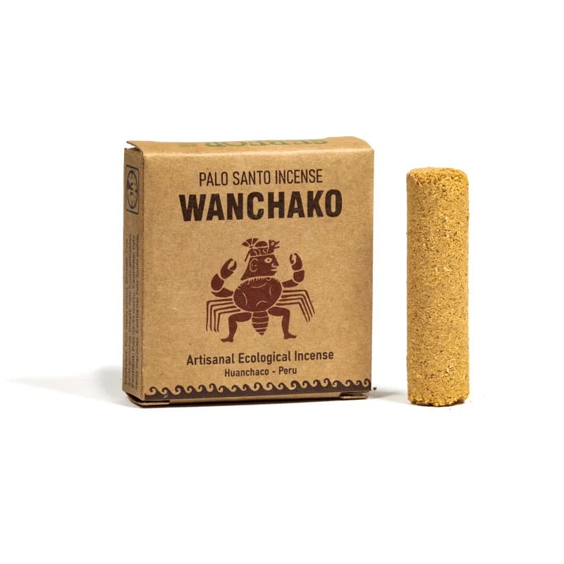 Encens Wanchako péruvien – Palo Santo pur, 2 versions : nature ou 7 herbes 🌿. Boîte de 4 piles à découper !