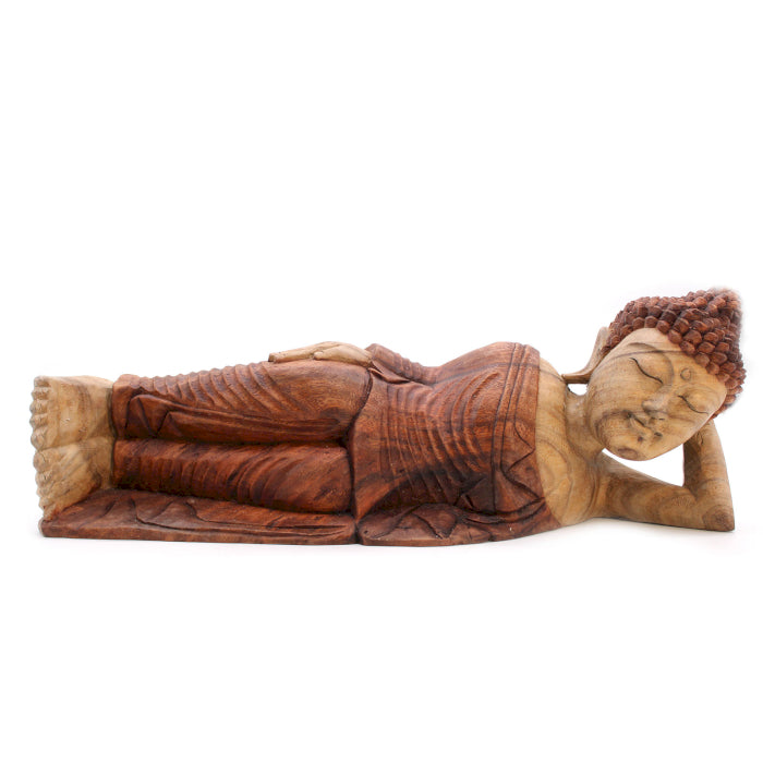 Bouddha Couché en Finition Naturelle – 50 cm de Douceur et d’Harmonie pour une Ambiance Zen, Spirituelle et Élégante !