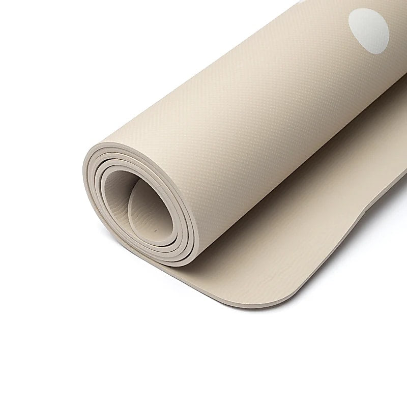 Tapis de Yoga TPE avec Fleur de Vie Beige - 61x183x0,5 cm – 0,920 kg | Souple, Léger et Antidérapant – Idéal pour Hatha & Yin Yoga