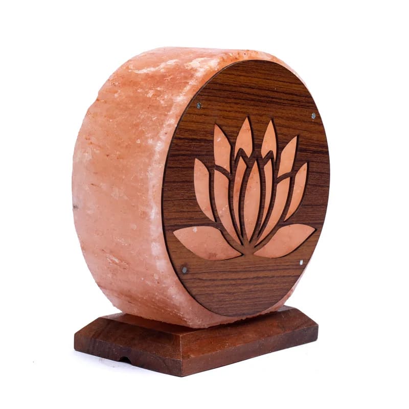 Lampe 'Lotus' en sel rose de l'Himalaya. Crée une atmosphère de pièce pure et agréable. La lumière diffuse donne une lueur chaleureuse et une sensation harmonieuse. ± 22x19x10/ 5 kgs