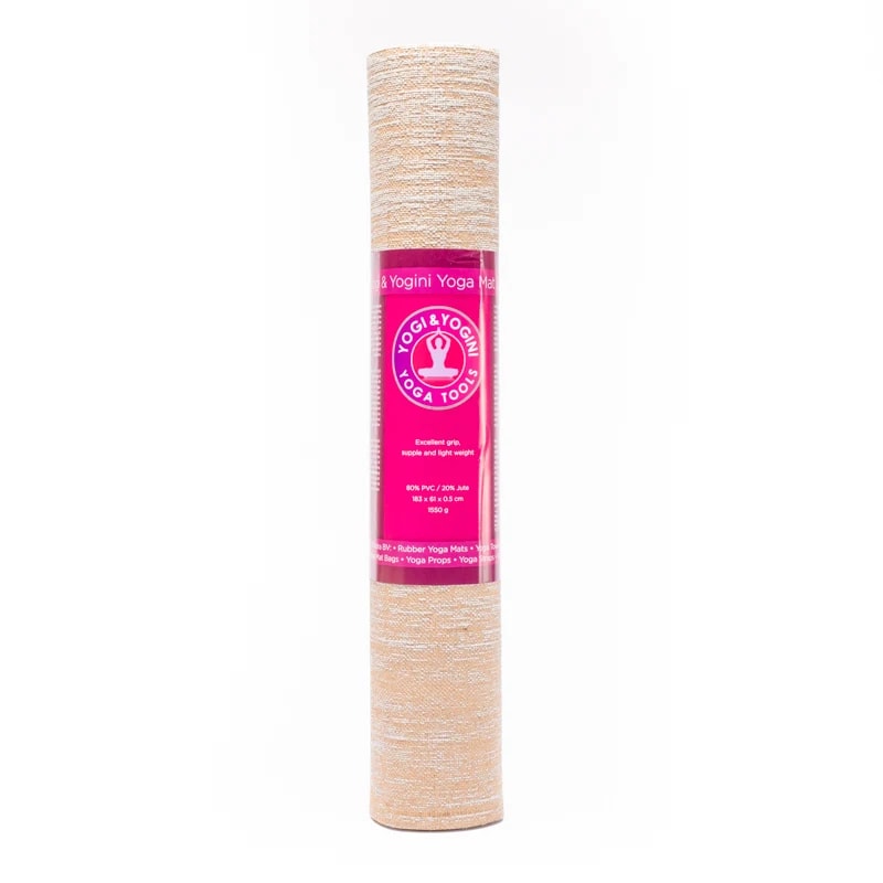 Tapis de yoga TPE, 80% pvc et 20% en jute. De 61x183x0.5cm. 1,550 kilogrammes. Excellente adhérence, souple et léger. Convient aux formes de yoga d'intensité légère à moyenne, comme le Hatha et le Yin Yoga !