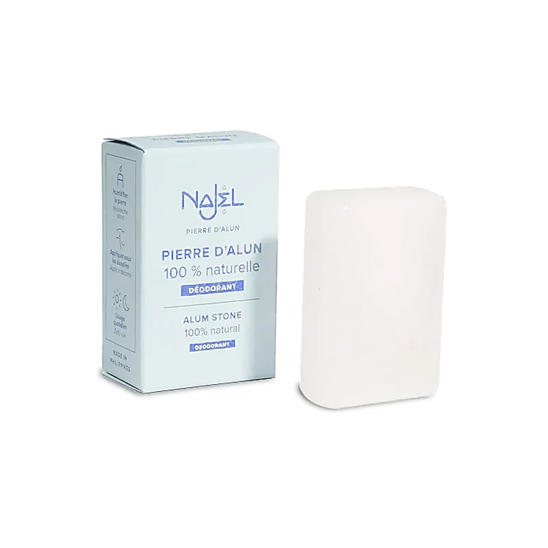 Pierre d'alun (Alun de potassium), en bloc de 100 grammes ou en spray de 155 gr. Déodorant naturel, pour lutter efficacement contre les odeurs corporelles indésirables.
Hypoallergénique, peut être utilisé au quotidien, parfait comme après rasage !