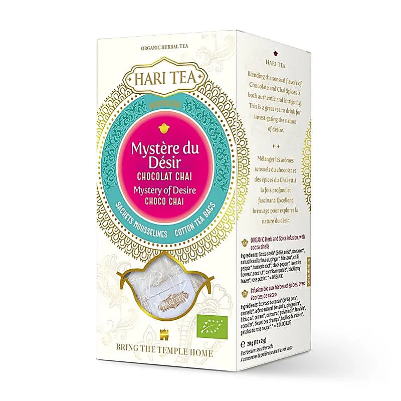 Infusion et Thé Bio. de chez 'Hari Tea', mélangé conformément à l'Ayurveda, boîte de 10 sachets ! 12 parfums au choix !