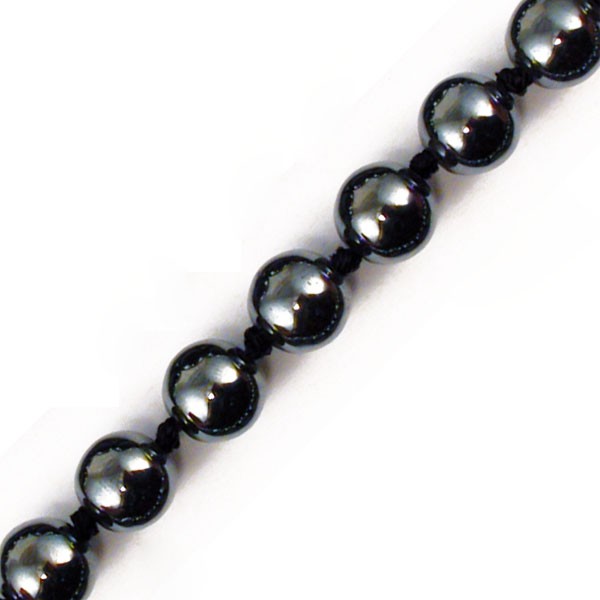 Hématite, collier dit 'nouée' avec perles de 8 mm. 50 cm - 3 finitions au choix pour le fermoir, Argent, laiton doré ou argenté !