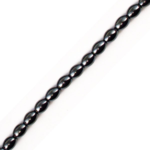 Hématite, bracelet ou collier de perles 'olive' de 4x6 ou 6x9 mm - 3 finitions au choix pour le fermoir, Argent, laiton doré ou argenté !