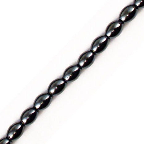 Hématite, bracelet ou collier de perles 'olive' de 4x6 ou 6x9 mm - 3 finitions au choix pour le fermoir, Argent, laiton doré ou argenté !