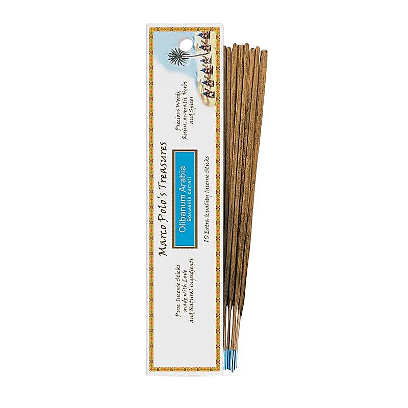 Encens 'Marco Polo's Treasures' â Fiore d'Oriente. 100% naturel, 18 parfums au choix. 10 bĂątons de 23 cm, 60 Ă 80 min de combustion. QualitĂ© parfaite !