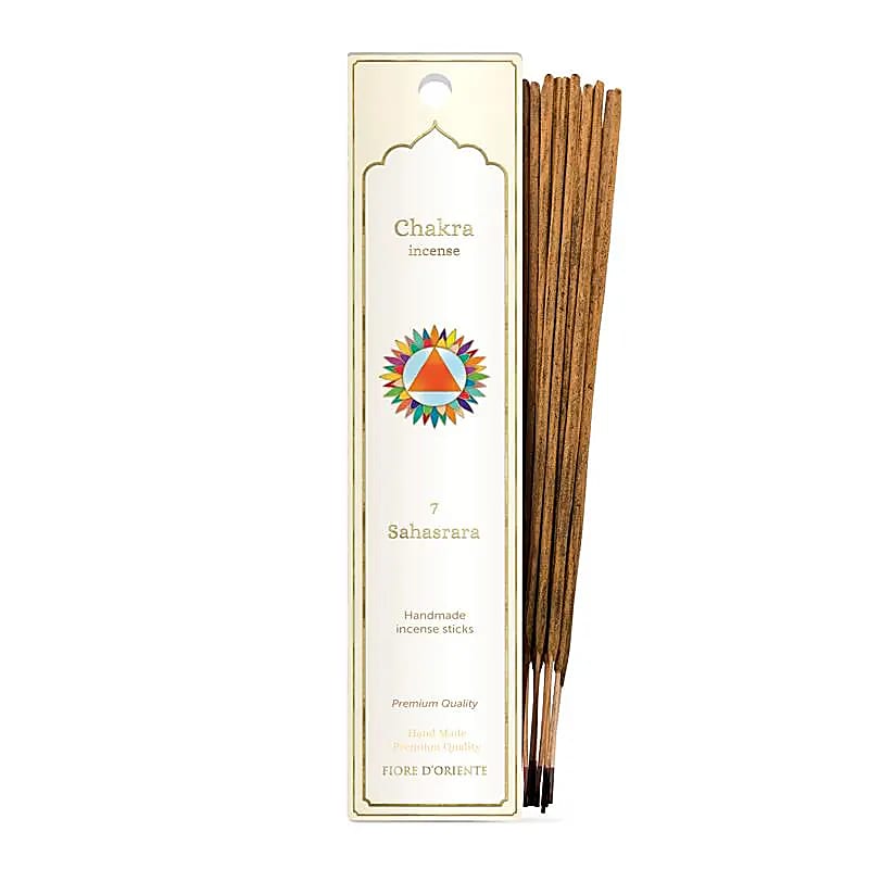 Encens 'Fiore d'Oriente', série 7 Chakras - 20 bâtons par boîte, durée 60 à 70 min chacun. Qualité artisanale exceptionnelle !