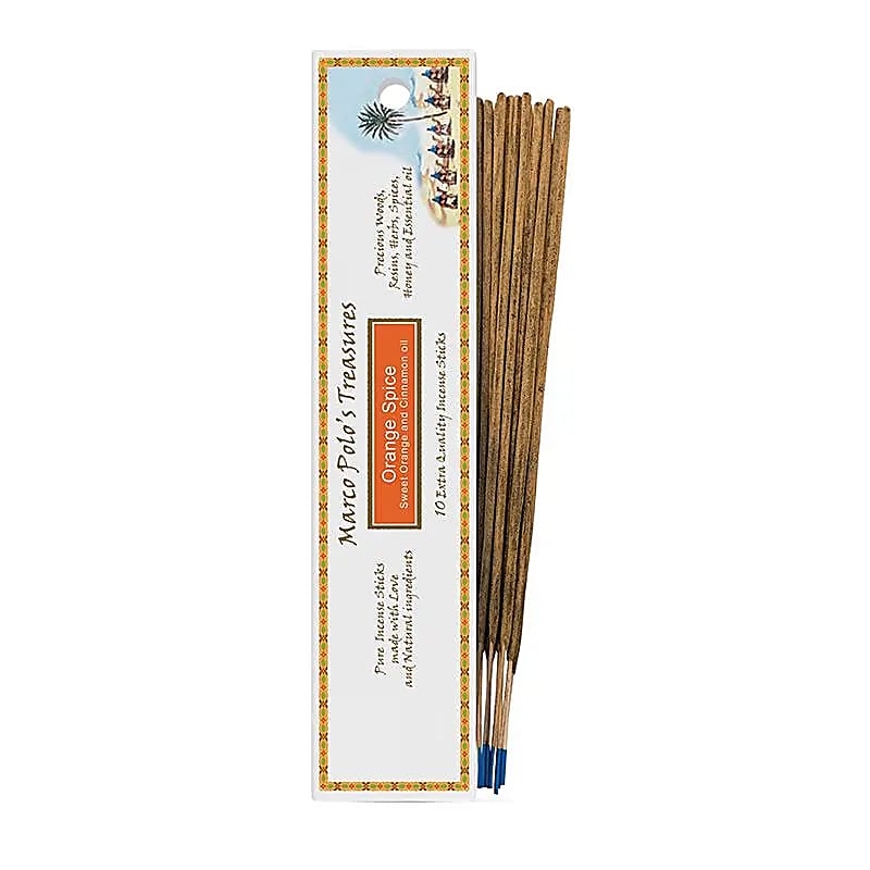 Encens 'Marco Polo's Treasures' â Fiore d'Oriente. 100% naturel, 18 parfums au choix. 10 bĂątons de 23 cm, 60 Ă 80 min de combustion. QualitĂ© parfaite !