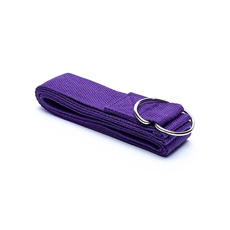 Sélection de ceinture de maintien de yoga fabriqué en coton biologique robuste avec une fermeture à anneau en D qui rend la ceinture facile à ajuster. Taille 184x4 centimètres - Poids 85 grammes