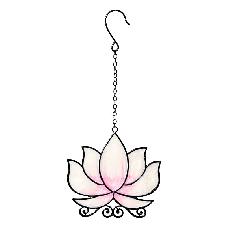 Suspension décorative pour fenêtre en forme de lotus, couleur blanche, 24 x 12 cm - 40 gr. / Superbes effets quand la lumière traverse le verre !