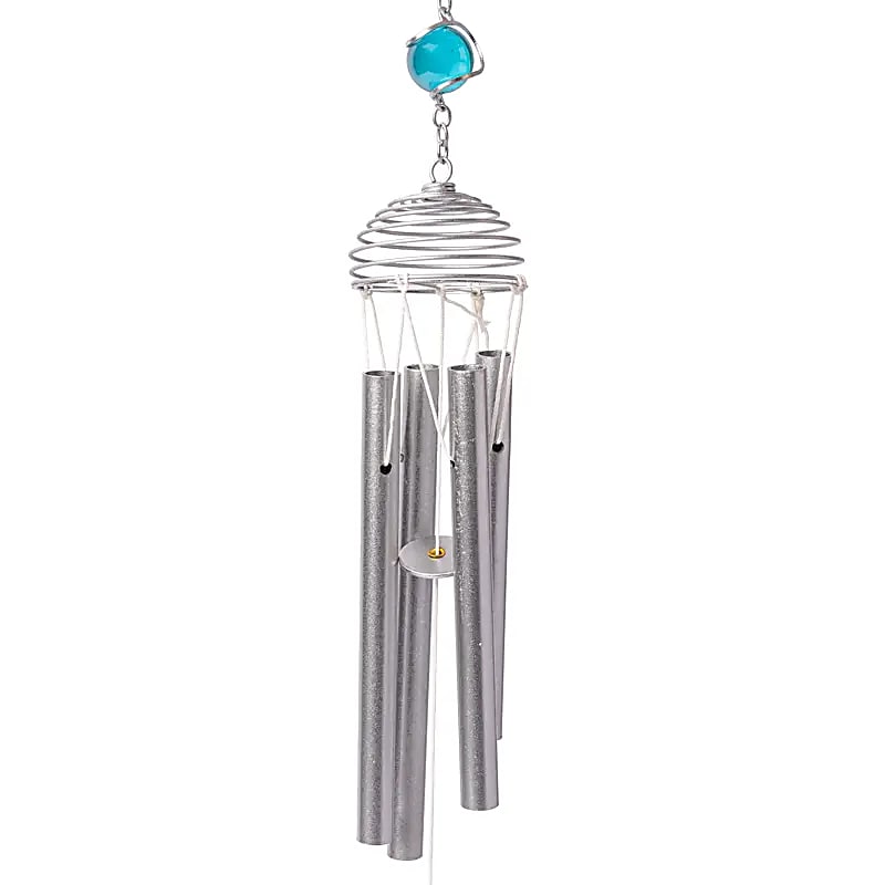 Carillon décoratif 'Ange' de couleur blaeue, fait en verre avec des tubes métalliques suspendus ! 74 x 20 cm - 200 gr. Très beau design, parfait !