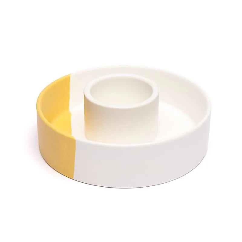 Brûleur à smudge en céramique blanc/ocre - Ø 12,5 cm x 3,5 - ± 318 gr. !