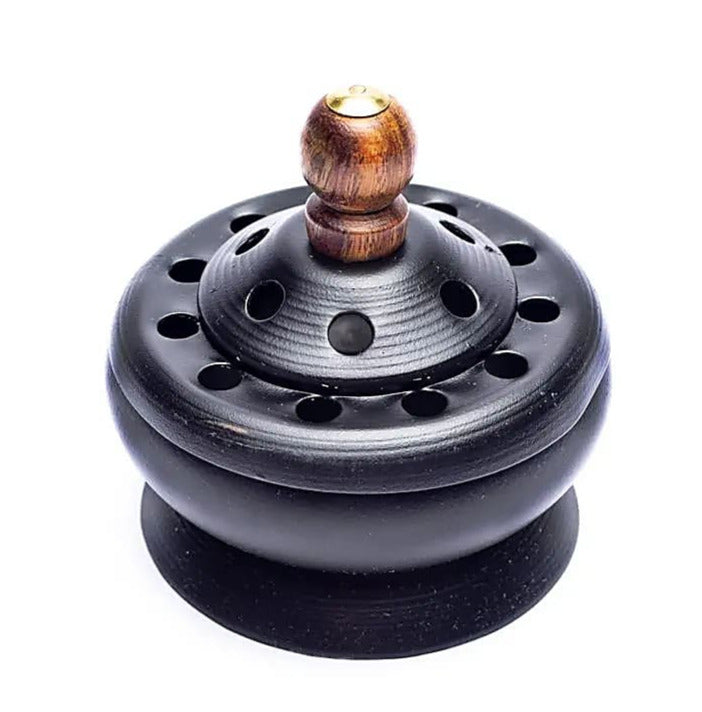 Porte-encens en métal avec couvercle de 7,5cm - 175 gr. Pour brûler et ventiler tous les encens, parfait ! Fait en Inde