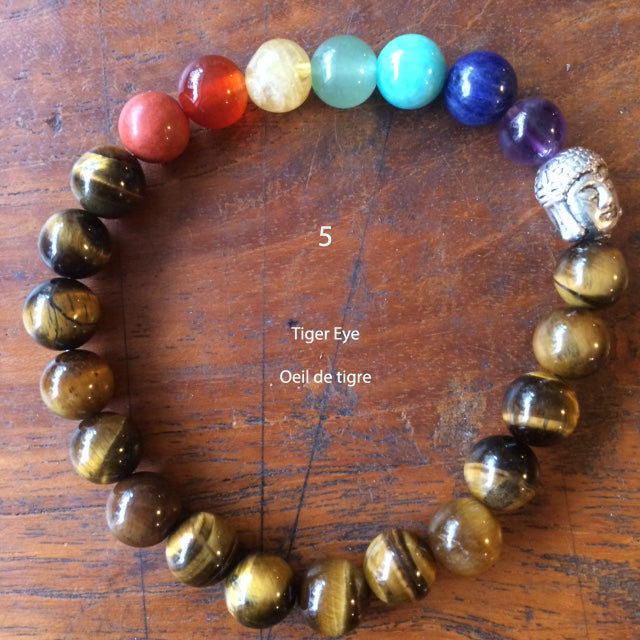 Collection de bracelets 7 chakras ou avec 'Charms' avec perles de 8 mm. Disponible de 17 à 21 cn de longueur. Qualité AA à AAA !
