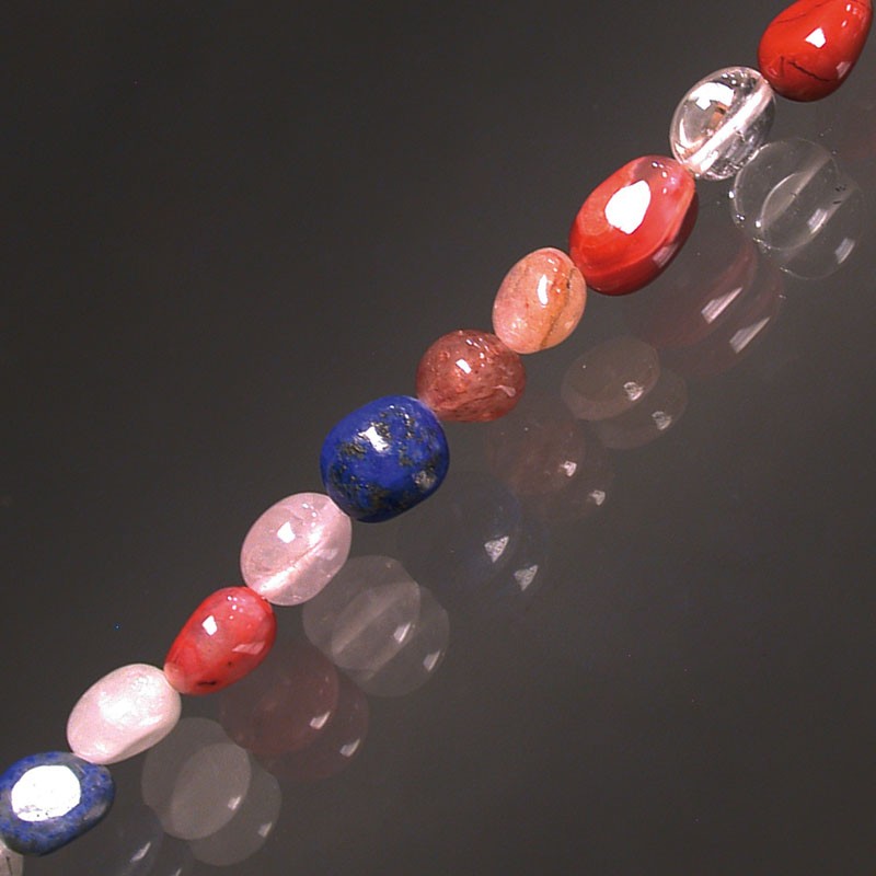 Perles en grains multicolores, bracelet de 17 à 21cm, collier de 42cm et sautoir de 60cm. Fil élastique ou acier haute résistance !