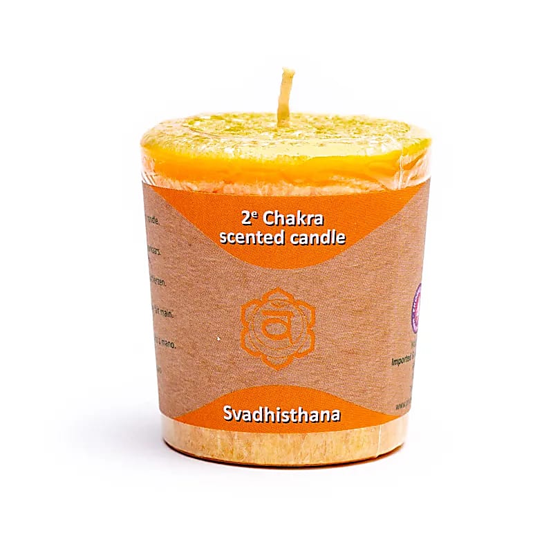 Bougies votives parfumées des Chakra, a l'unité ou en set de 7 - 15 H. de combustion - 4,5x4 cm - 450 grammes les 7 !