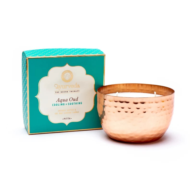 Bougie parfumée Ayurvédique, 6x9 cm - 20H de combustion. Kapha Sauge et menthe - nettoyant et rechargeant Beurre de coco et cire de soja Moins de fumée et de suie grâce à la mèche en coton Aux huiles essentielles naturelles !