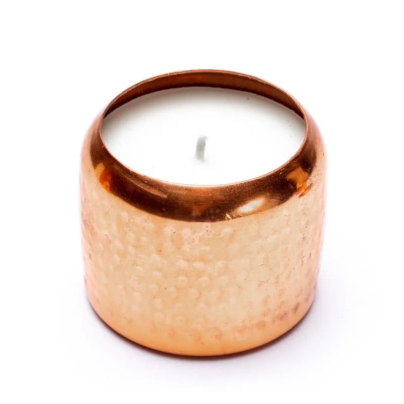 Set de 3 bougies 'Veda' à la cire de noix de coco dans un pot en cuivre de 6x6 cm - 20H de combustion. Une bougie pour chaque dosha !