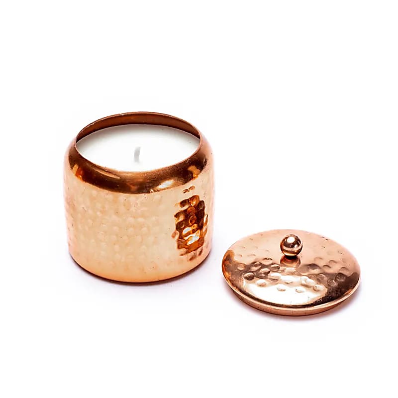 Set de 3 bougies 'Veda' à la cire de noix de coco dans un pot en cuivre de 6x6 cm - 20H de combustion. Une bougie pour chaque dosha !
