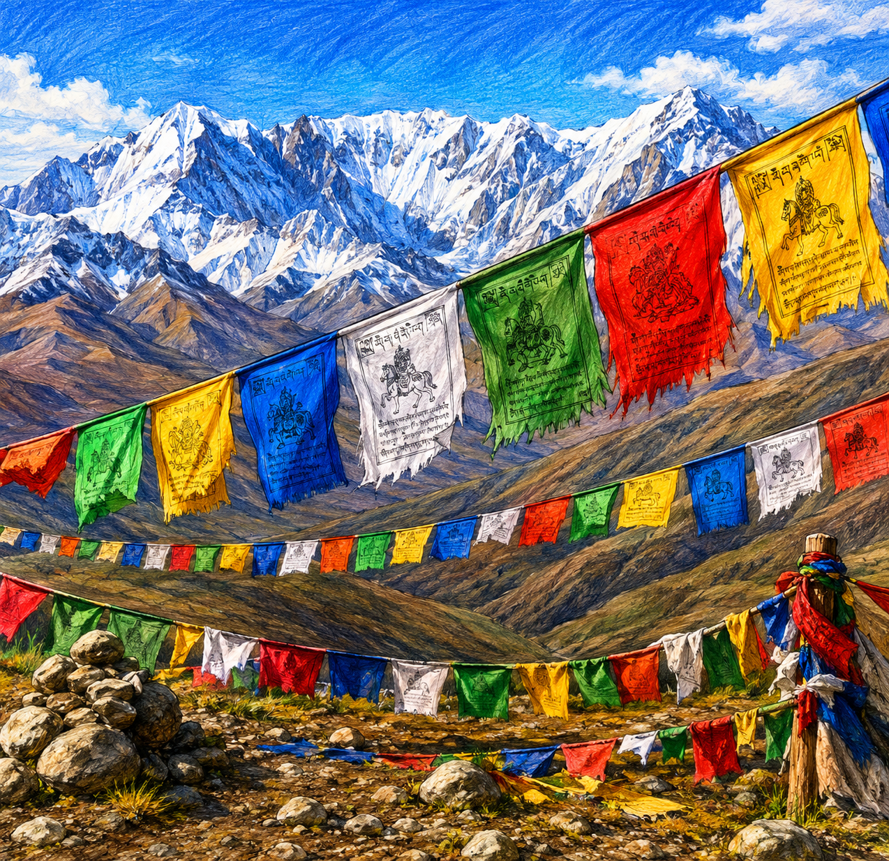 Selection of Buddhist/Tibetan prayer flags - Sold individually, 10 models to choose from ranging from 93 cm to 8 m!
