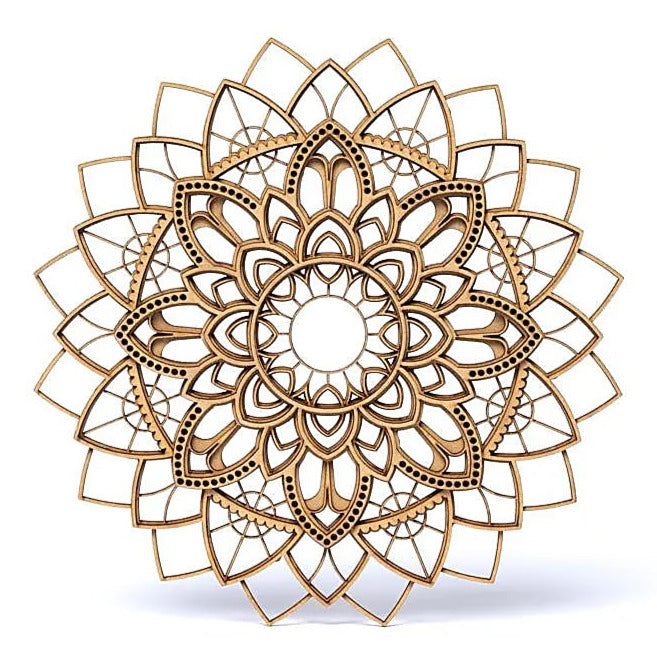 Plaque de rechargement/ décoration murale, en bois de 25 cm x 9, ornées du motif délicat d'un mandala !