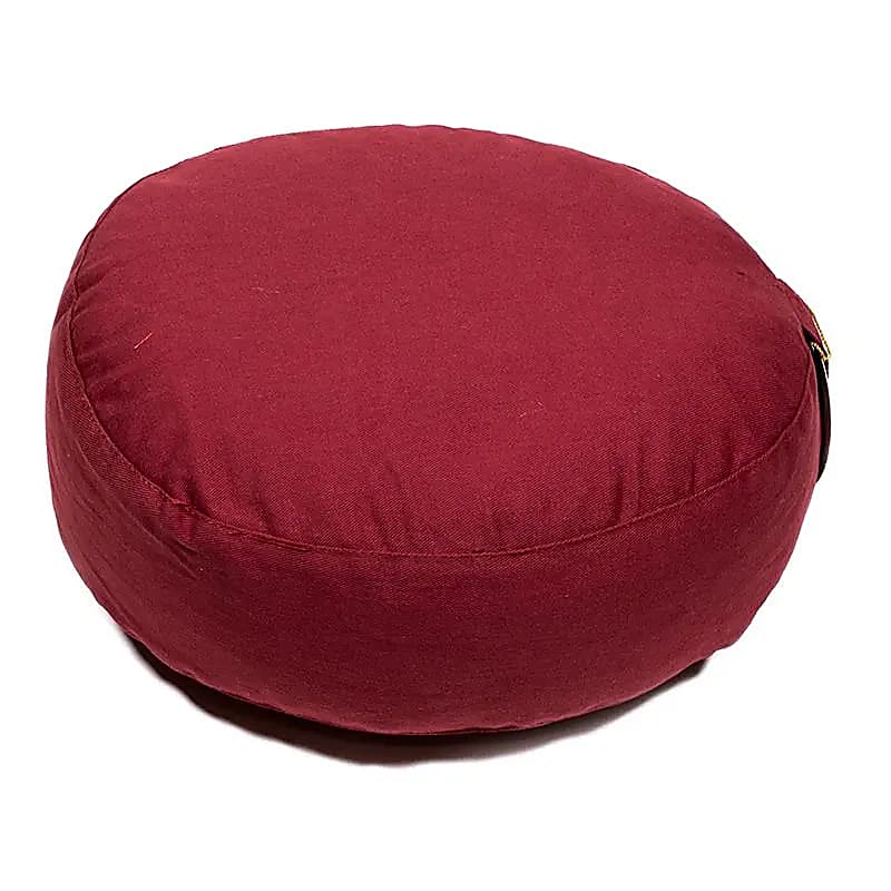 Coussin de Méditation/ Yoga pour voyage ou pour enfant. de 26 centimètres de diamètre x 21 x 11 centimètres de hauteur. 850 grammes. De chez Yogi & Yogini, fait en Inde !