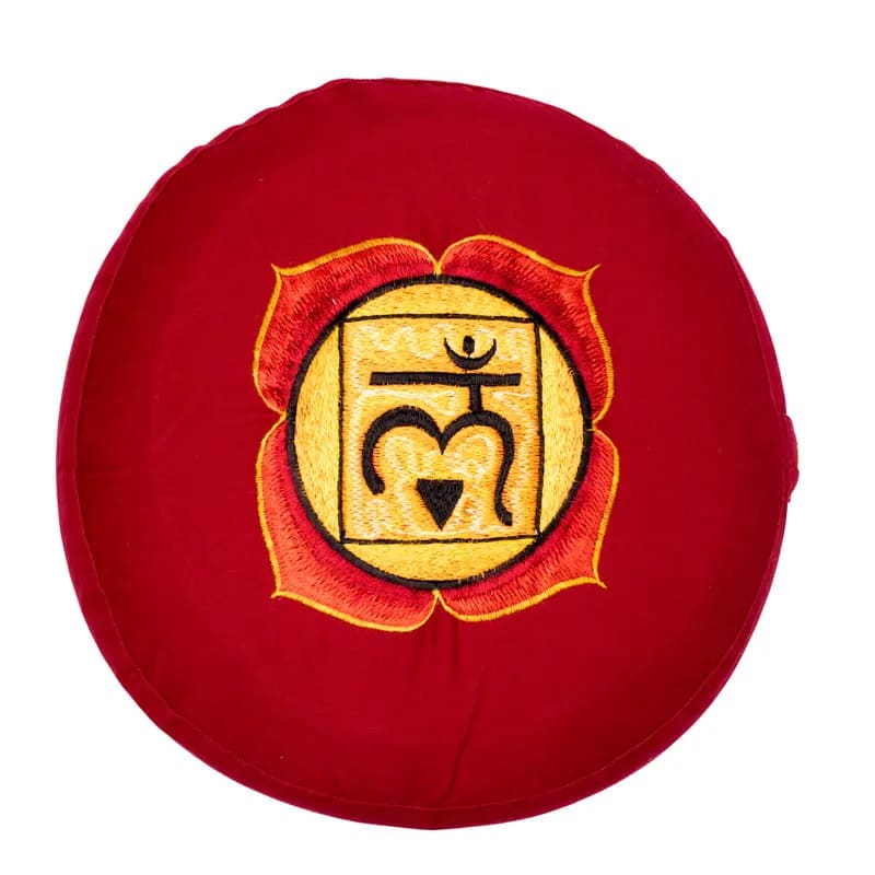 Sélection de coussins de Méditation ou de Yoga aux couleurs des 7 chakras, en coton biologique (OCS). 33 centimètres de diamètre x 13 centimètres de hauteur - 2300 grammes. De chez Yogi & Yogini, fait en Inde ! Coussion vendu seul ou en set de 7 !
