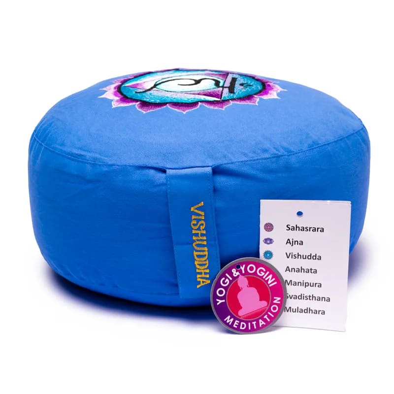 Sélection de coussins de Méditation ou de Yoga aux couleurs des 7 chakras, en coton biologique (OCS). 33 centimètres de diamètre x 13 centimètres de hauteur - 2300 grammes. De chez Yogi & Yogini, fait en Inde ! Coussion vendu seul ou en set de 7 !