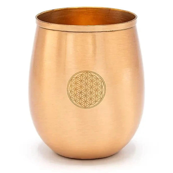 Verre/ Gobelet en cuivre (Tamba) avec motif de la fleur de Vie - 0,350 L – 120 gr.