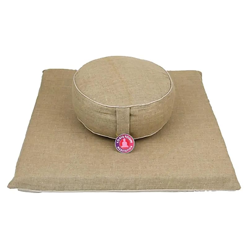 Housse pour tapis de Méditation en coton, 7 couleurs au choix + 1 Modèle en chanvre + option 'carré en mousse pour rembourrage'. taille 65x65x5 centimètres. Fait au Népal !