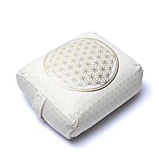 Coussins/ bolsters de méditation et de yoga, de 38x28x13 cm, avec motif de la fleur de vie, en coton biologique (OCS). Fait en Inde par Yogi & Yogini !