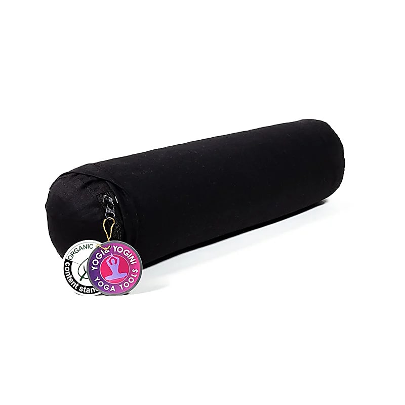 Mini bolster/ traversin de Yoga ou Méditation en coton avec le motif du Lotus, de 40 centimètres de longueur x 12 de diamètre - 0,920 kilogrammes. Housse extérieure en coton ! La housse intérieure est remplis de graines de Sarrasin !