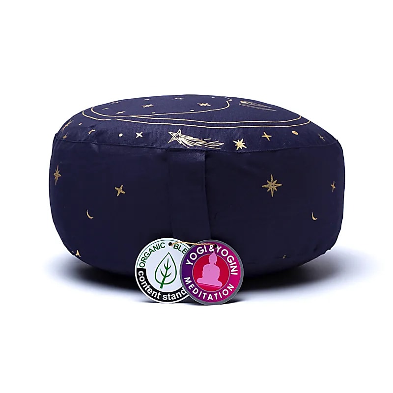 Coussins de Méditation/ Yoga, en coton biologique (OCS). 33 centimètres de diamètre x 17 centimètres de hauteur. 2100 grammes. De chez Yogi & Yogini, fait en Inde !