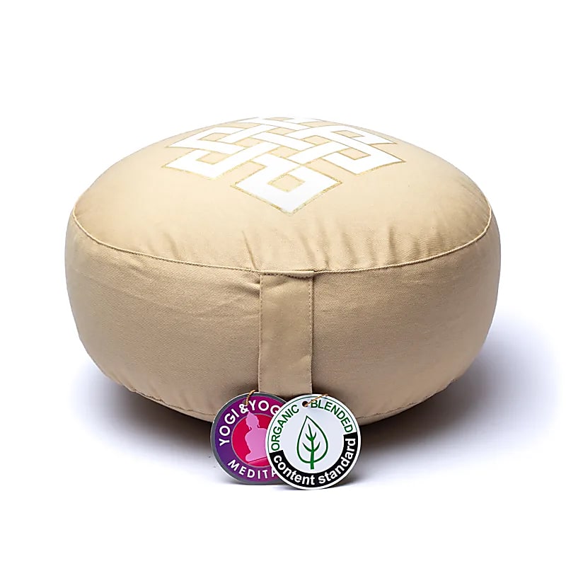 Coussin de Méditation/ Yoga, en coton biologique (OCS). 33 centimètres de diamètre x 17 centimètres de hauteur. 2100 grammes. De chez Yogi & Yogini, fait en Inde !