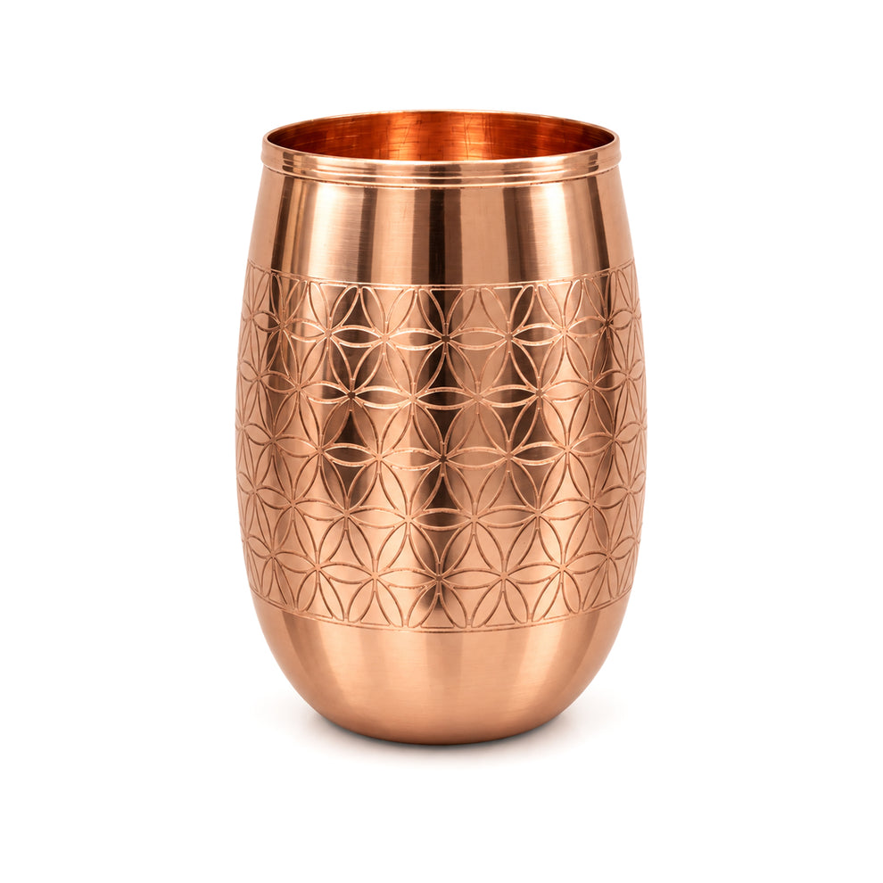 Verre/ Gobelet en cuivre (Tamba) avec gravure de la Fleur Vie - 0,350 L – 120 gr.