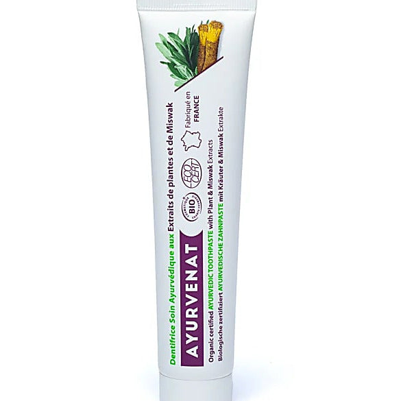 Dentifrice Ayurvenat Bio – Tube Végétal en Canne à Sucre, Sans Plastique ni Boîte Carton, Écoresponsable – 75 ml