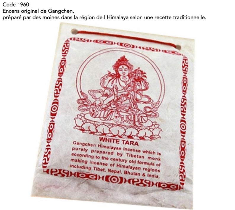 Encens original de chez 'Gangchen', en poudre*, sachet de 40 gr., préparé par des moines dans la région de l'Himalaya selon une recette traditionnelle.
Ingrédients 100% naturels !!