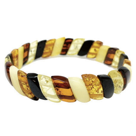 Ambre, bracelet de perles de 13 mm - 18 cm. Fil élastique haute résistance, très belle réalisation !