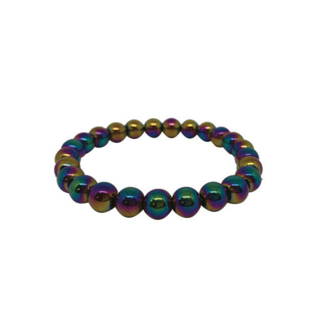 Hématite finition 'Titane', en bracelet de 17 à 21 cm, ou collier de 42 cm. Perles 'rondes' de 6 ou 8 mm. Superbes effets !