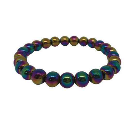 Hématite finition 'Titane', en bracelet de 17 à 21 cm, ou collier de 42 cm. Perles 'rondes' de 6 ou 8 mm. Superbes effets !