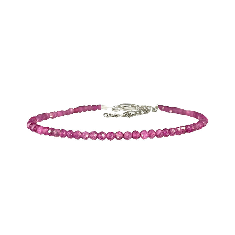 Ruby! Silver necklace or bracelet with 2/3 millimeter faceted beads. Available in a 17 cm bracelet or a 40 cm necklace. AA to AAA quality, superb beads!