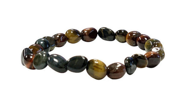 Œil de Tigre/ Œil de Taureau/ Œil de Faucon, bracelet de 17 à 21cm, collier de 42cm et sautoir de 60cm. Perles de type 'Graine' de formes naturelles montées sur fil de haute résistance !