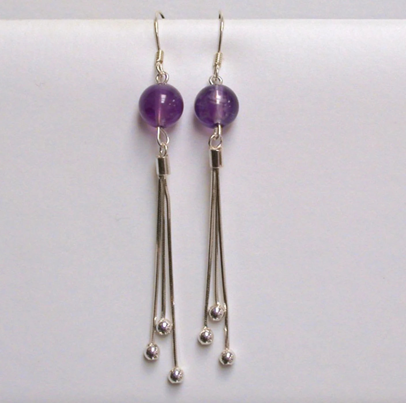 Boucles d'oreilles Argent, en améthyste, citrine, lapis lazuli ou oeil de tigre, perle de 8mm avec fantaisies, qualité AA à AAA !