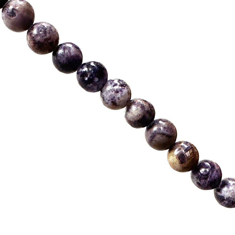 Charoïte, perles rondes de 6 ou 8 mm. Vendu en bracelet de 17 à 21 cm ou en collier de 45. Qualité AA à AAA, superbes perles !