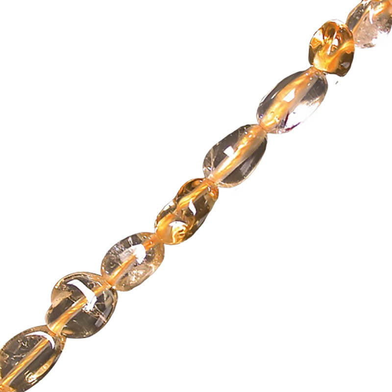 Citrine (quartz), bracelet de 17 à 21cm, collier de 42cm et sautoir de 60cm. Perles de type 'Graine' de formes naturelles montées sur fil de haute résistance !