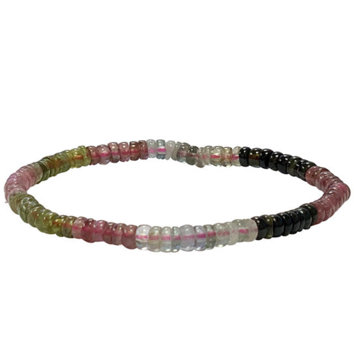 Tourmaline multicolore, collier ou bracelet en formes de 'pastilles facettées' de 2/3 ou 4/6 millimètres. En bracelet de 17 à 21cm, en collier de 45 ou sautoir de 60cm. Qualité AA à AAA, superbes perles !